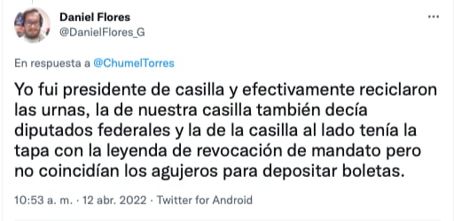 usuarios de twitter dicen que la urnas de la revocación mandato fueron recicladas/Twitter