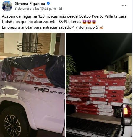 Ximena Figueroa, revendedora de Rosca de Reyes del Costco, presume llegada de otras 100 roscas a este sorprendente precio