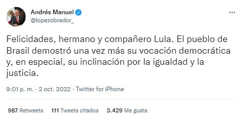 Elección Brasil 2022: AMLO felicita a Lula Da Silva, pero aún falta la segunda vuelta