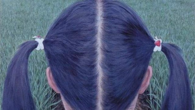 Raya que divide el cabello en 2 partes