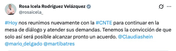 Rosa Icela Rodríguez sobre propuesta a la CNTE