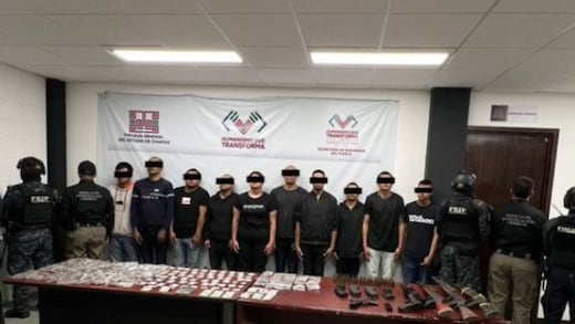 Detienen a 12 supuestos integrantes del CJNG en San Cristóbal de Las Casas, Chiapas