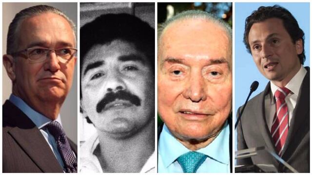 El empresario Ricardo Salinas Pliego, el narcotraficante Rafael Caro Quintero; el contratista Ramiro García Cantú; y el ex director de Pemex Emilio Lozoya.