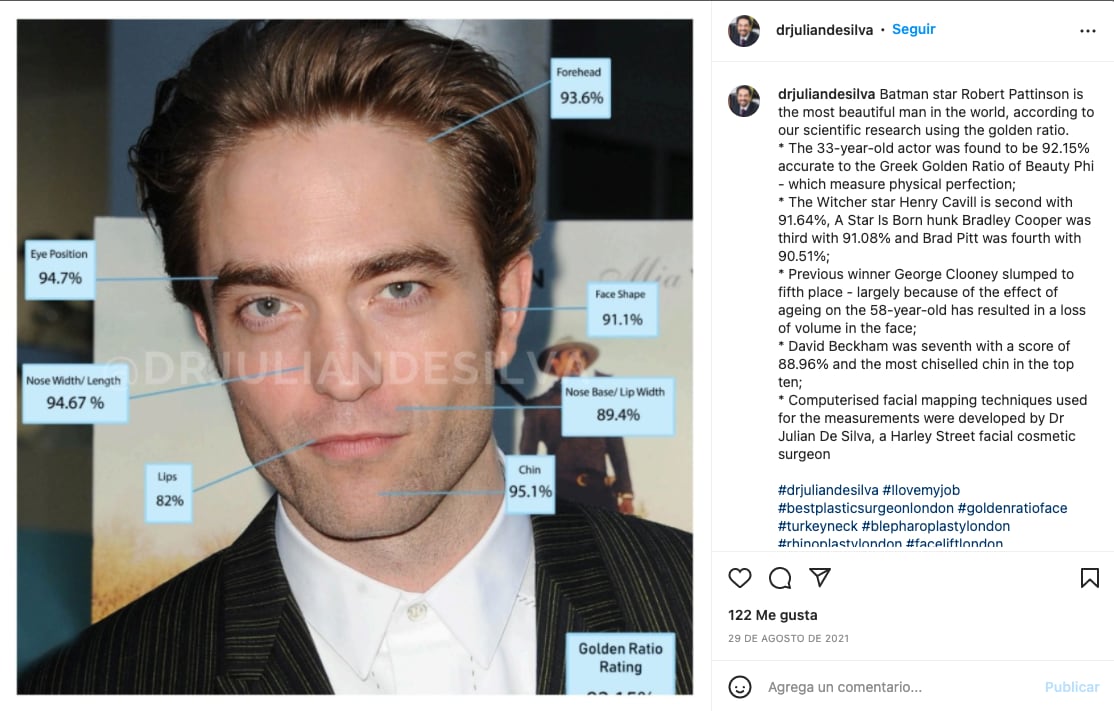 Robert Pattinson ‘Greek Golden Ratio of Beauty Phi’