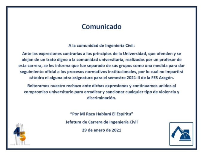 Comunicado de la FES Aragón