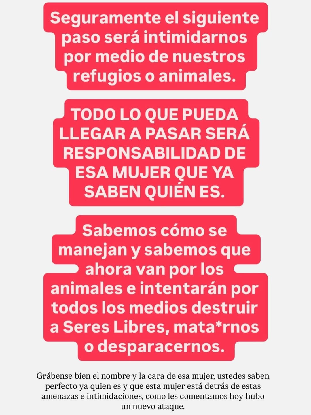 Elizabeth Soto Peña fundadora de Seres Libres, denuncia amenaza de muerte.