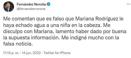 Tuit de Fernández Noroña