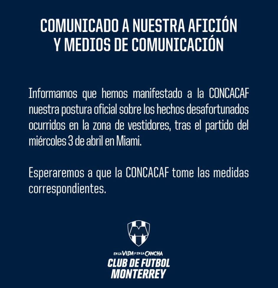 Comunicado Rayados sobre Inter Miami