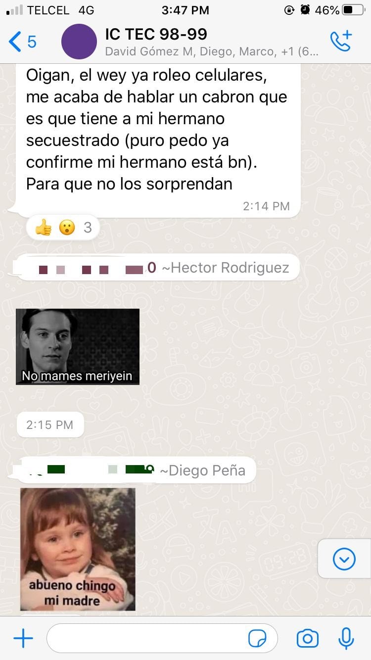 Extorsión en chat de WhatsApp