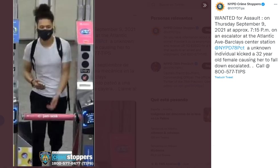 Hombre es buscado por patear a mujer en el metro.