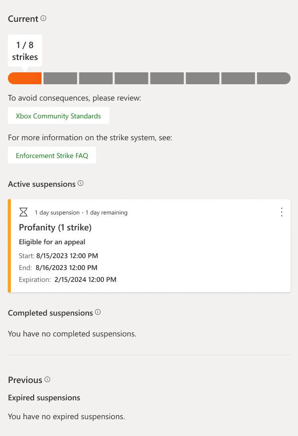Penalizaciones Xbox