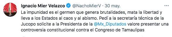 Tuit del diputado Ignacio Mier