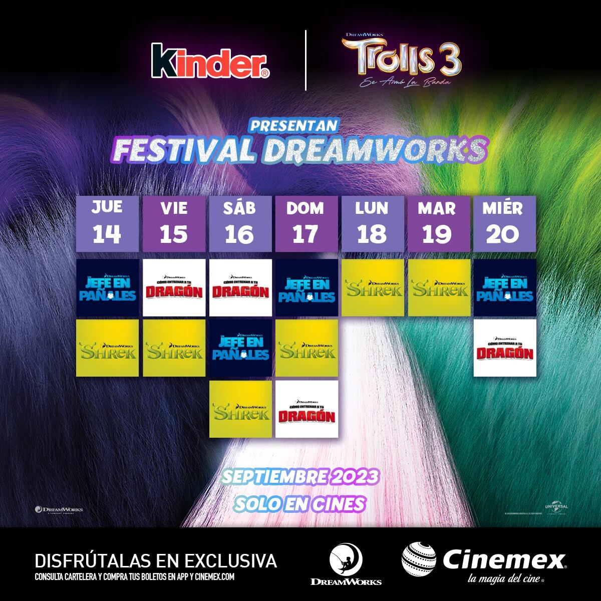 Calendario Festival Dreamworks