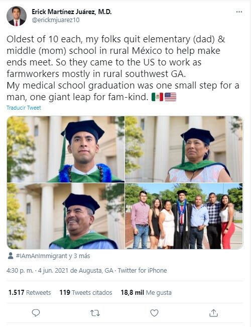 Hijo de inmigrantes logra graduarse de la escuela de Medicina