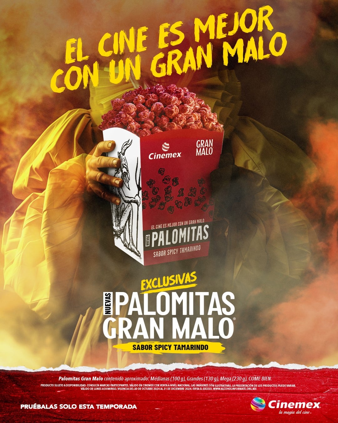 Palomitas Gran Malo en Cinemex, el invento de Luisito Comunica que es edición limitada