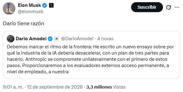 Elon Musk y Sam Altman apoyan a Dario Amodei: piden ralentizar el desarrollo de la IA