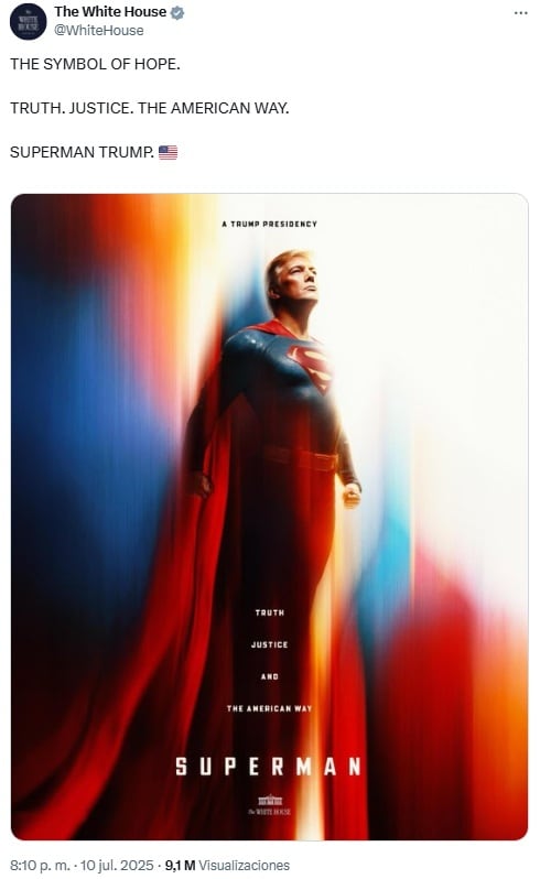 ¿Donald Trump el nuevo Superman? La imagen creada con inteligencia artificial que promueve la Casa Blanca