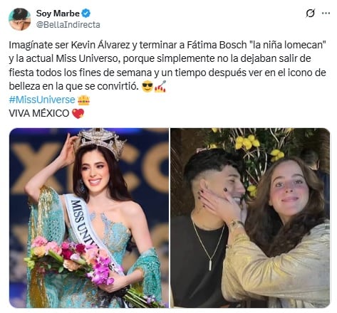 Usuario habla de la ruptura de Kevin Álvarez con Fátima Bosch antes de Miss Universo 2025.