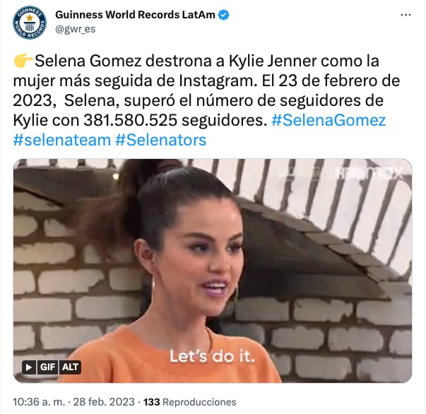 Selena Gomez destrona a Kylie Jenner como la mujer más seguida de Instagram