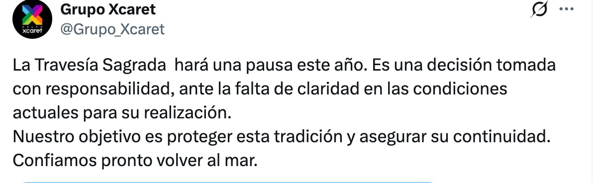 Grupo Xcaret lanza comunicado sobre la Travesía Sagrada Maya