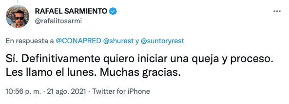 Tuit de Rafael Sarmiento