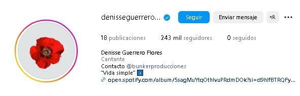 Cuenta de Instagram de Denisse Guerrero de Belanova.