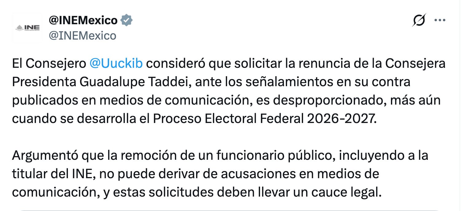 Uuc-kib Espadas considera "desproporcionado" pedir la renuncia de Guadalupe Taddei