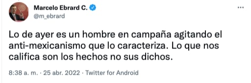 Marcelo Ebrard defiende a AMLO de Donald Trump