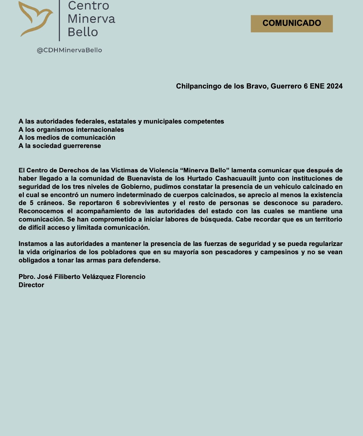Centro de Derechos Humanos: comunicado sobre hallazgos en Buenavista de los Hurtado