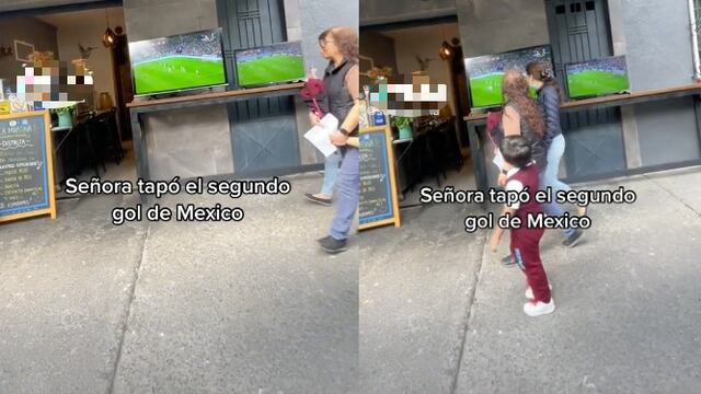 Mujer se atraviesa en gol de México