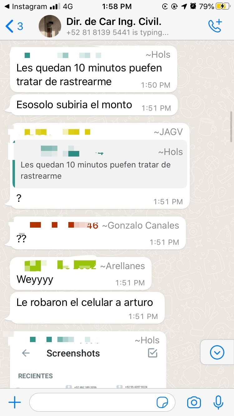 Extorsión en chat de WhatsApp