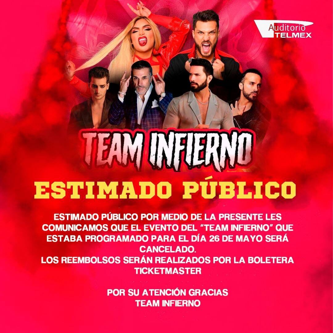 Team Infierno cancela evento programado en la CDMX