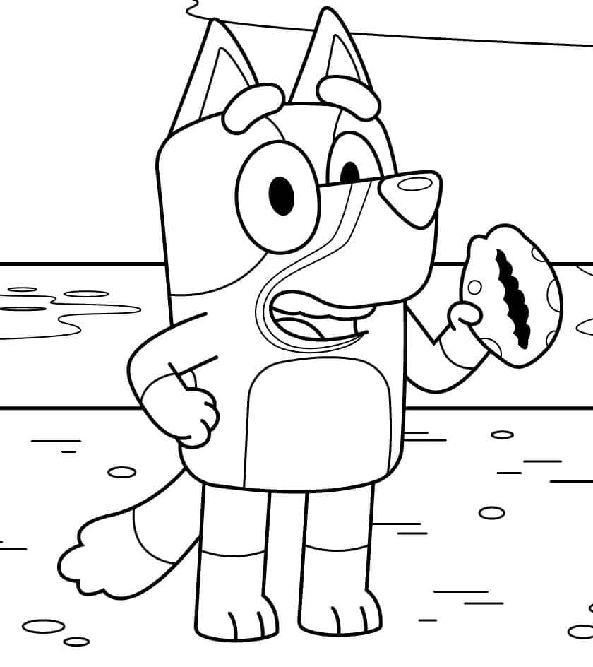 Dibujo de Bluey: playa