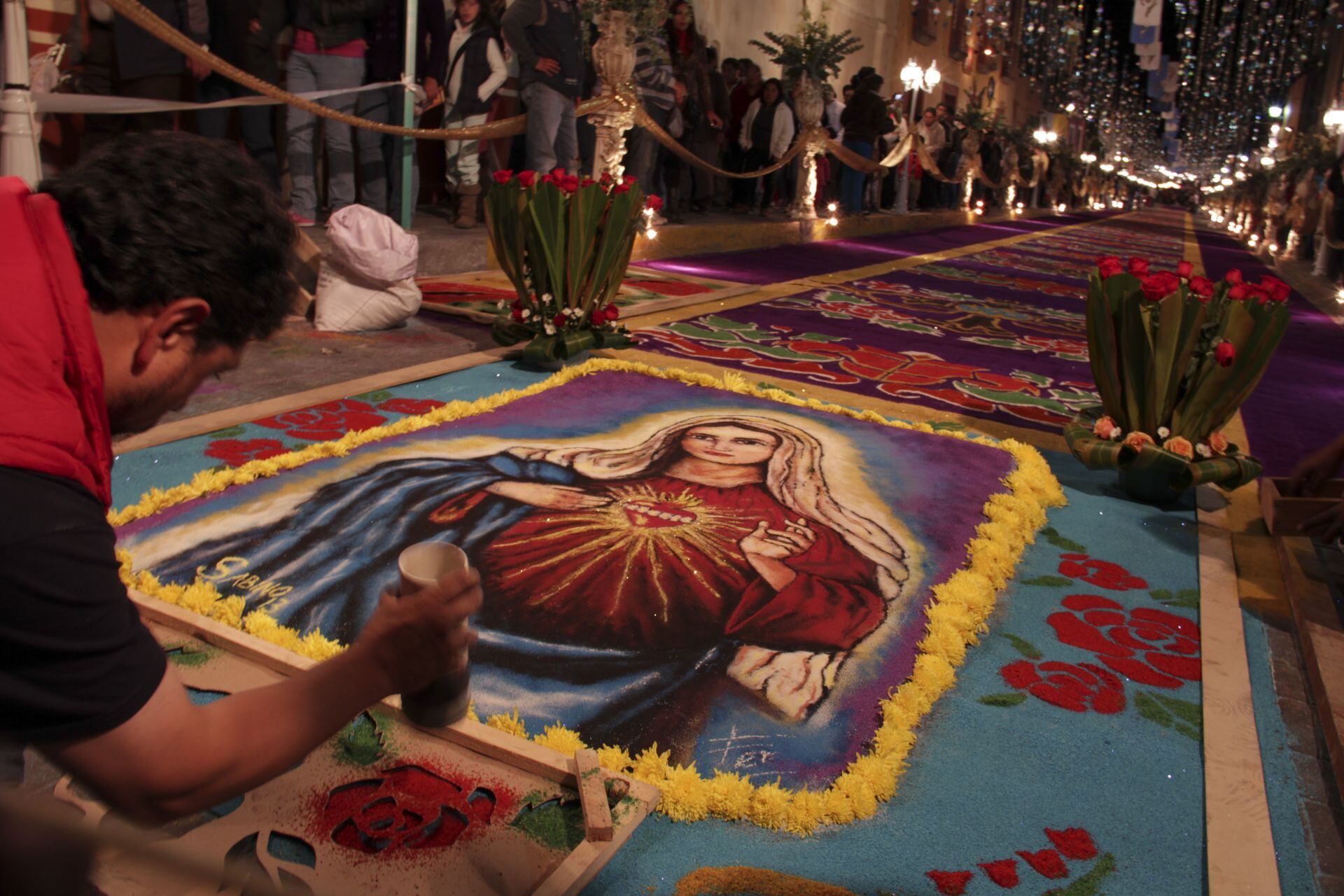 Tapetes de aserrín en La noche que nadie duerme, Huamantla