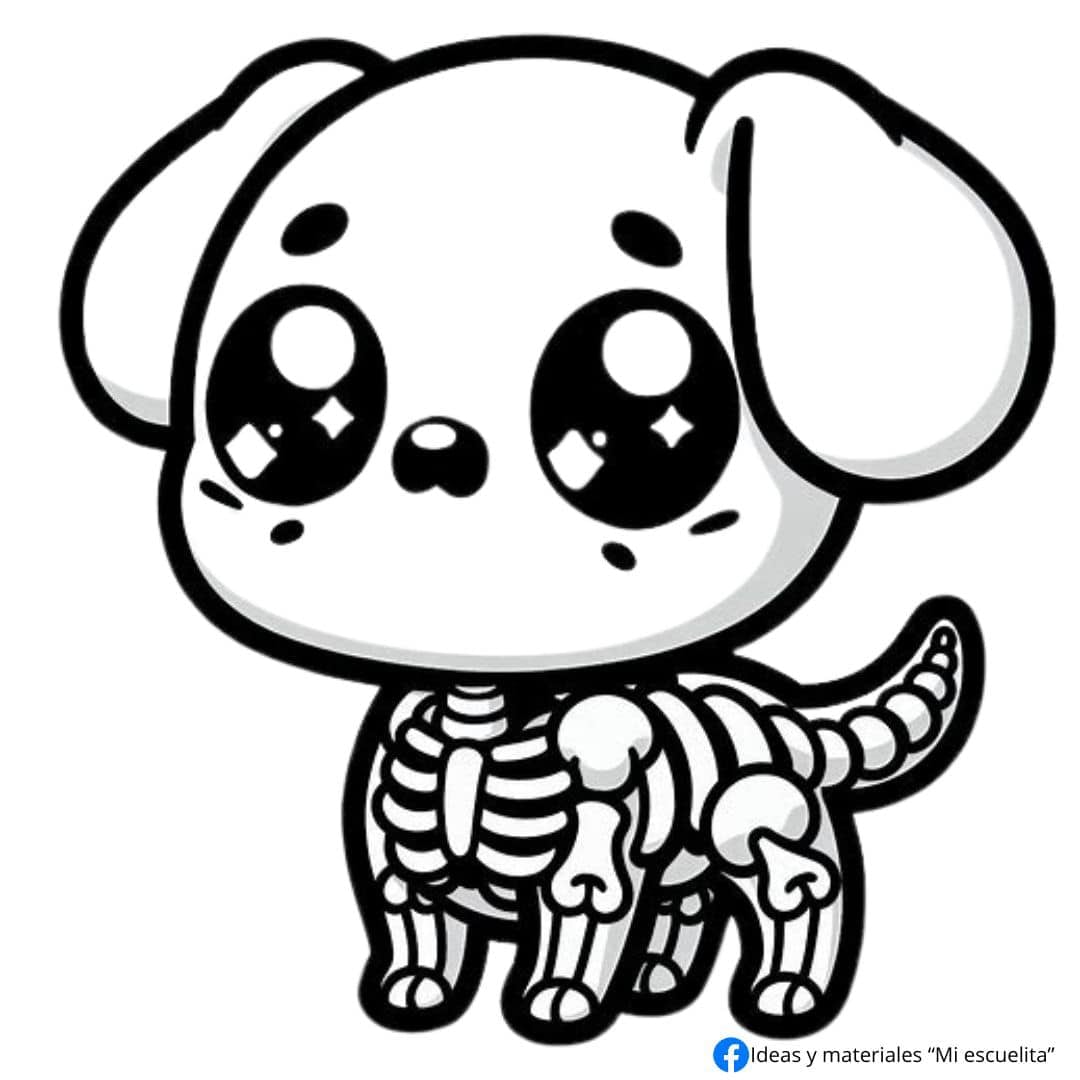 Plantillas bonitas de perros para colorear el Día de Muertos