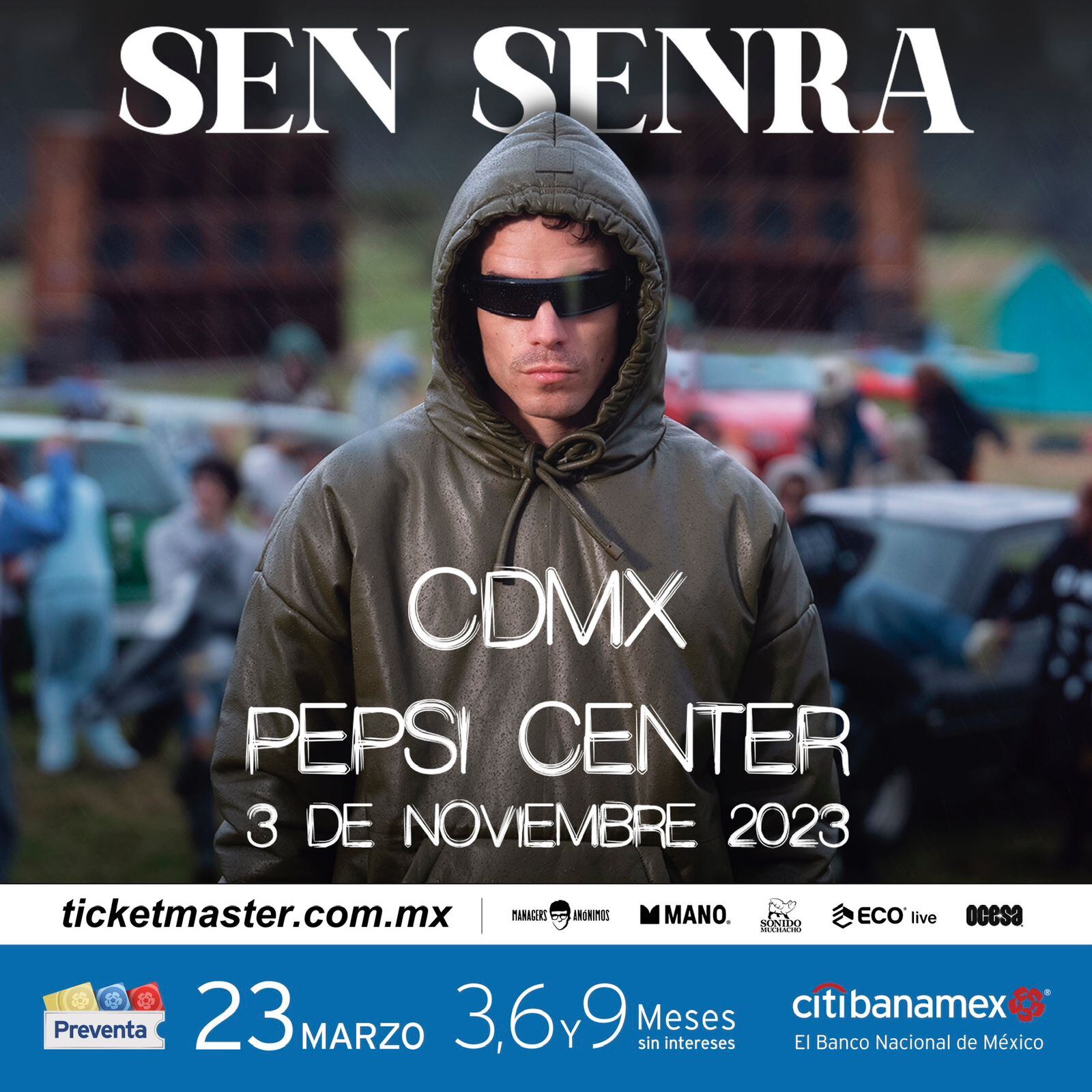 Cartel del concierto de Sen Senra en México en el Pepsi Center