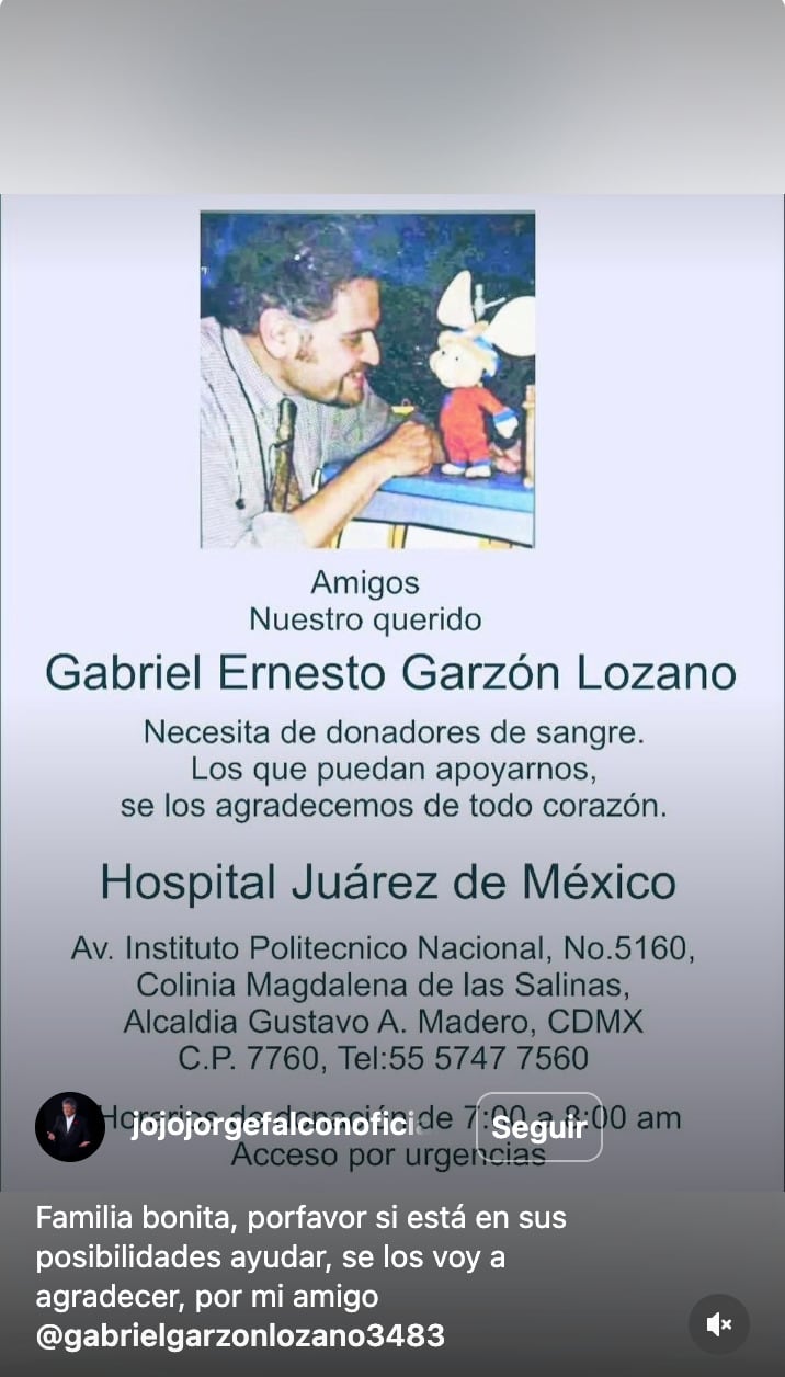 Gabriel Garzón, voz de Topo Gigo tuvo problemas de salud