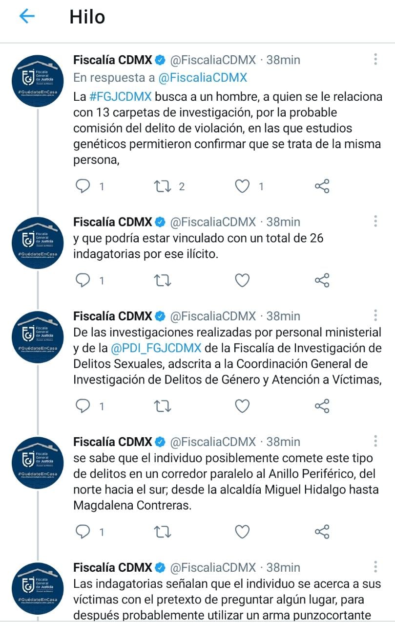 Comunicado de la Fiscalía de CDMX