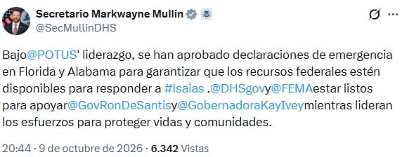Huracán Isaías impacta la costa de Estados Unidos; declaran emergencia en Florida y Alabama