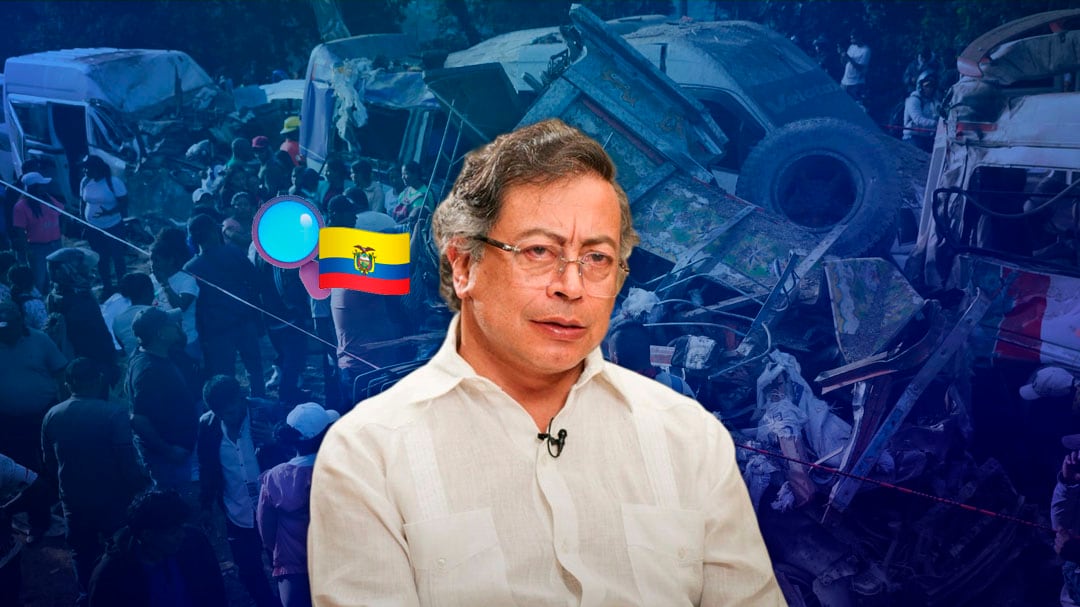 Petro investiga origen en Ecuador de explosivos en atentado en vía Panamericana