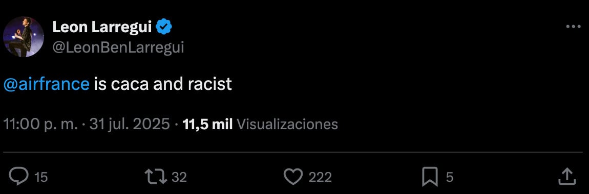 León Larregui siguió compartiendo tuits contra Air France