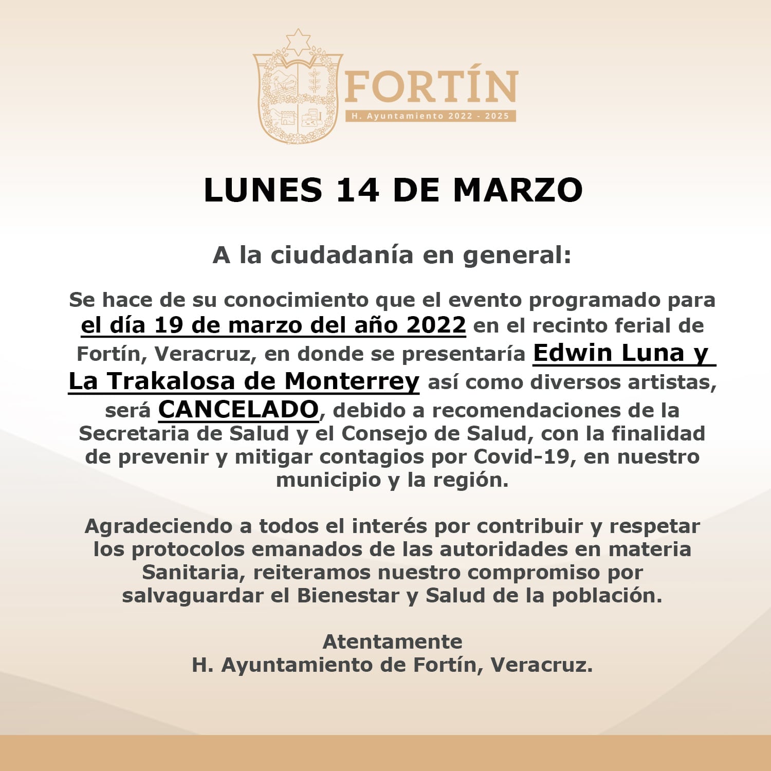 Cancelan concierto de Edwin Luna y La Trakalosa de Monterrey.