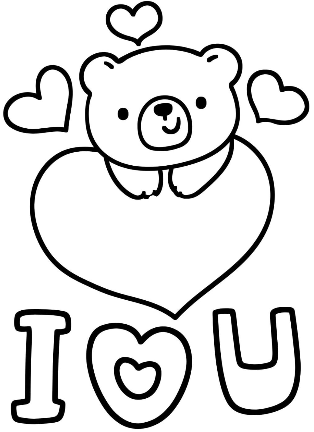 Oso de San Valentín para colorear
