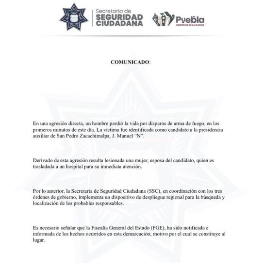 SSC Puebla confirma asesinato de Juan Manuel Zenteno