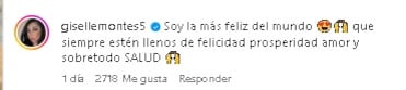 Giselle, ex de Alex Marín, felicita a Mía Marín por su embarazo.