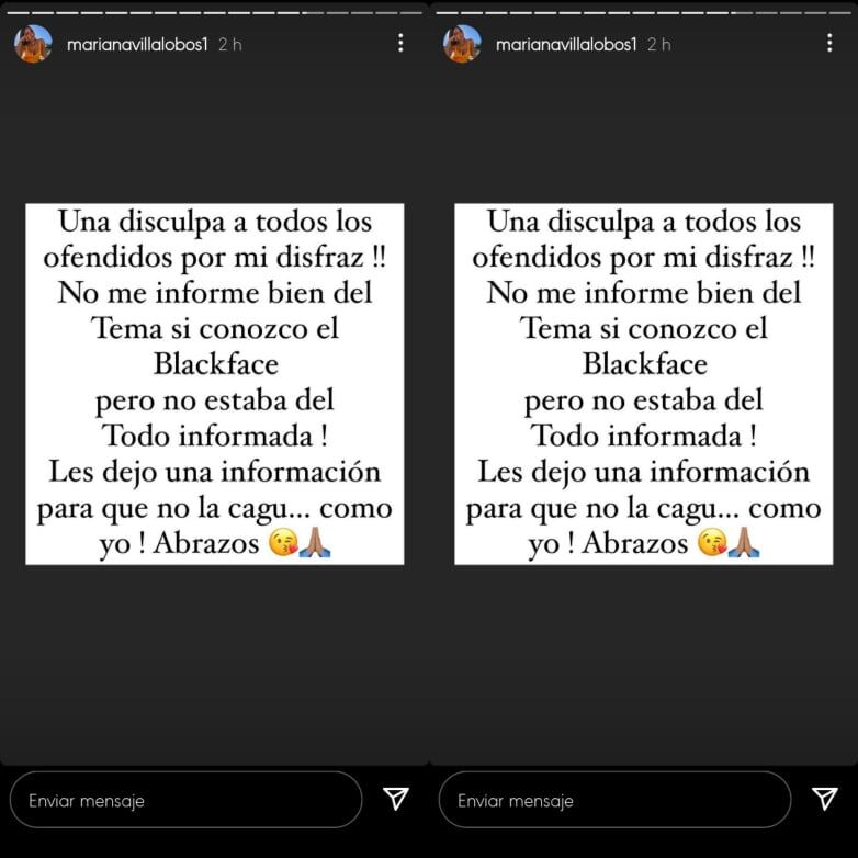 Mariana Villalobos reconoció su acción racista.