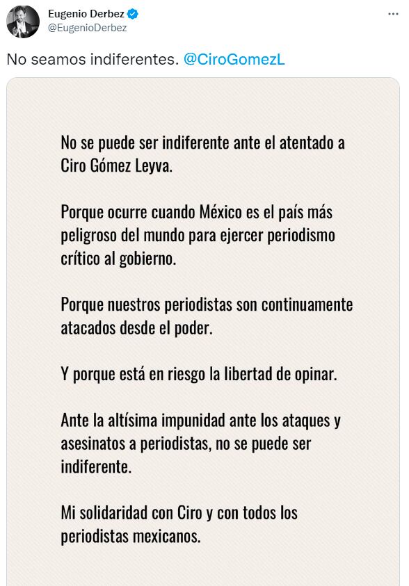 Eugenio Derbez se muestra solidario con Ciro Gómez Leyva
