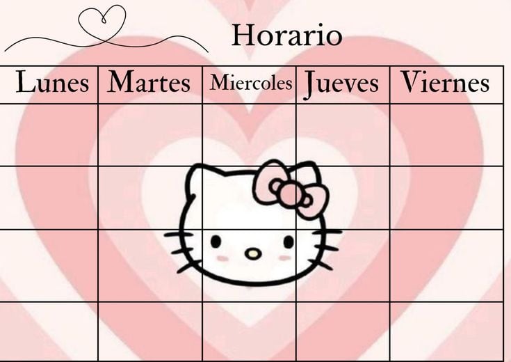 Horario escolar de Hello Kitty para imprimir