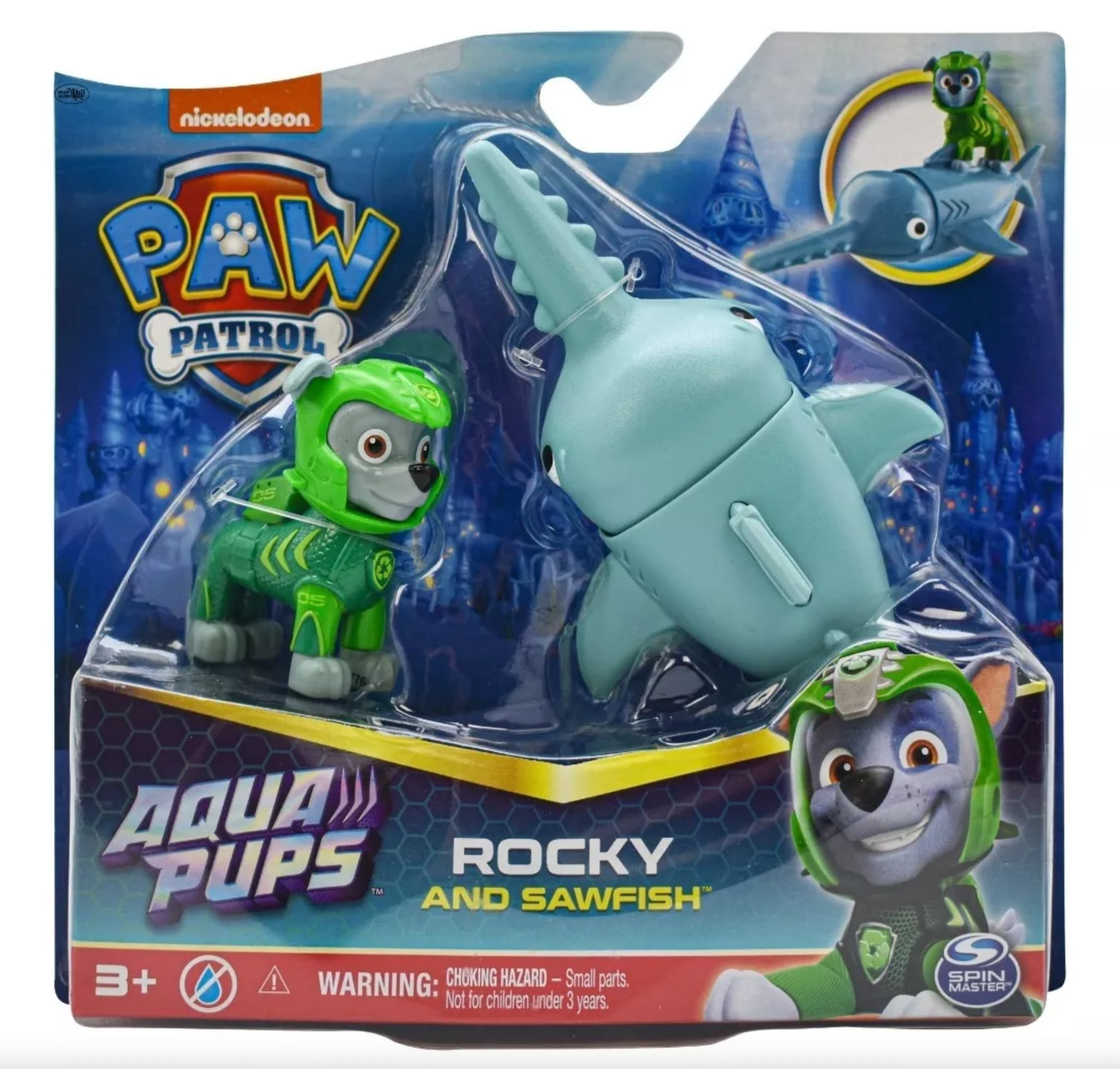 Paw Patrol Rocky Y Pez Sierra Aqua Pups