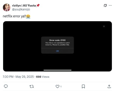 Netflix error E100